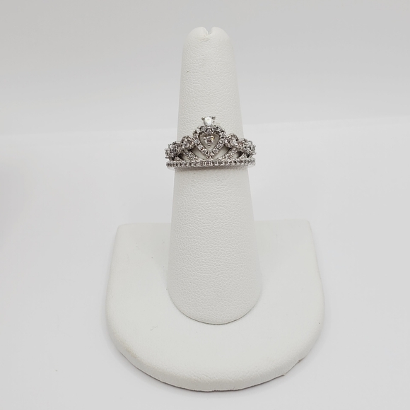 Princess Silver Ring Queen Ring Tiara Diamond Ring - Picture 5 of 5